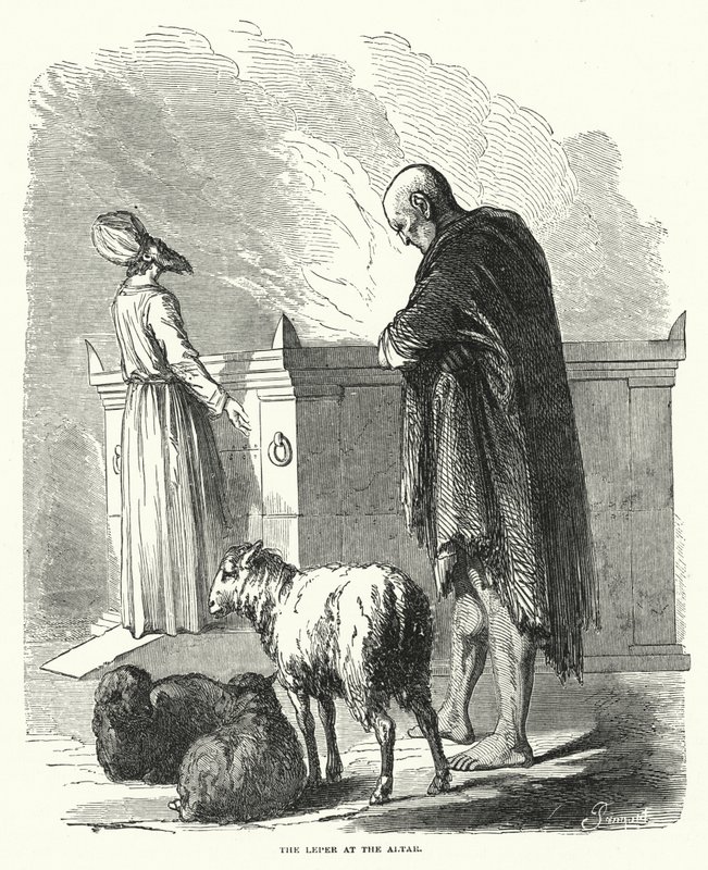Der Aussätzige am Altar (Gravur) von English School