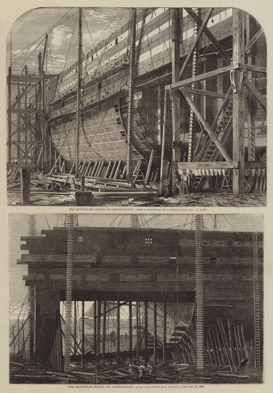 Der Leviathan während seines Baus (Gravur) von English School