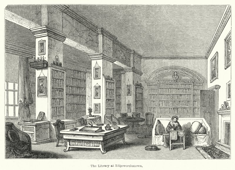 Die Bibliothek in Edgeworthstown (Stich) von English School