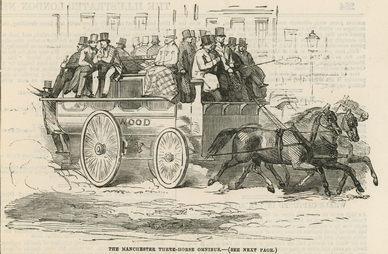 Der Manchester Drei-Pferde-Omnibus von English School