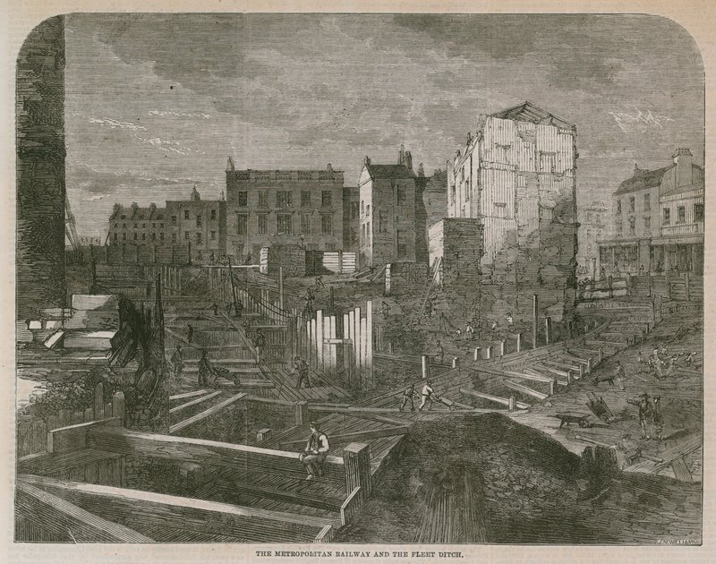 Die Metropolitan Railway und der Fleet Ditch von English School