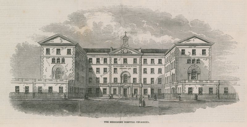 Das Middlesex Hospital erweitert von English School