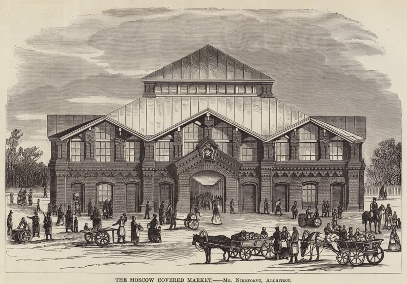Der Moskauer überdachte Markt (Stich) von English School