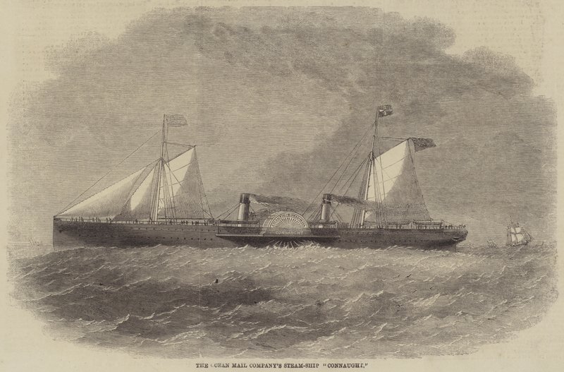 Das Dampfschiff der Ocean Mail Company "Connaught" von English School