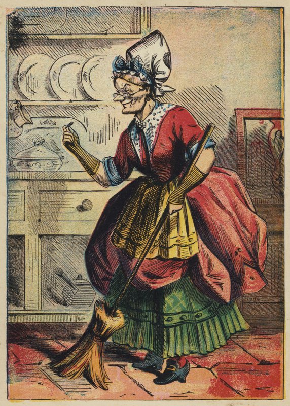 Die alte Frau findet einen Sixpence von English School