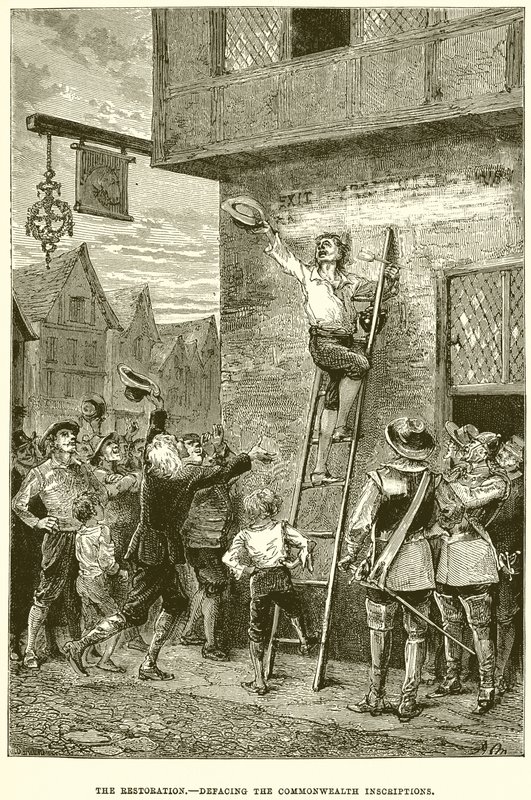 Die Restauration - Zerstörung der Inschriften des Commonwealth von English School