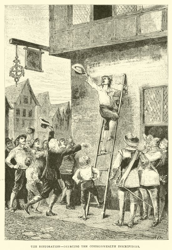 Die Restauration, das Entstellen der Inschriften des Commonwealth von English School