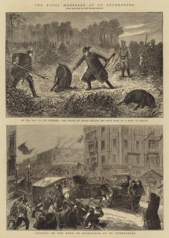 Die königliche Hochzeit in St. Petersburg (Stich) von English School