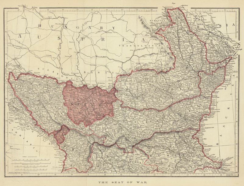 Der Kriegsschauplatz (Farblithografie) von English School