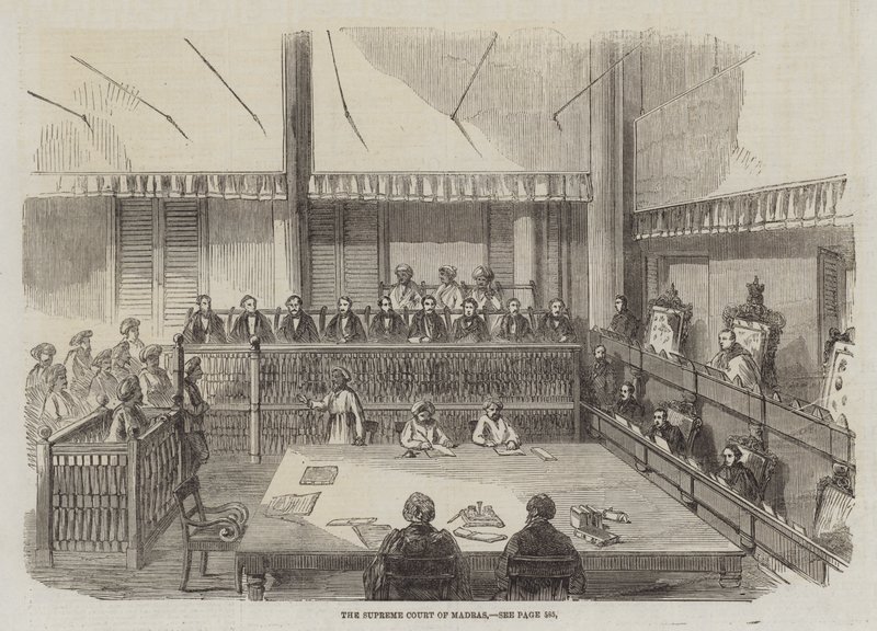 Der Oberste Gerichtshof von Madras (Gravur) von English School