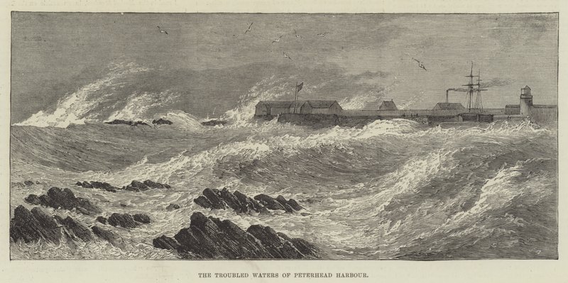 Die unruhigen Gewässer des Hafens von Peterhead von English School