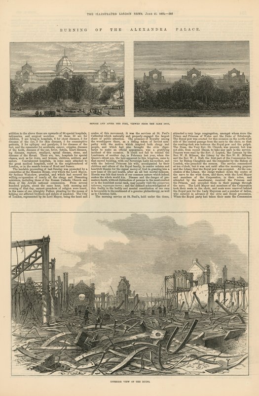 Der Brand des Alexandra Palace von English School