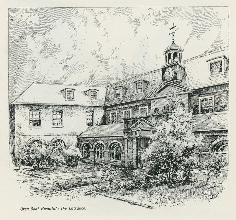Der Eingang des Grey Coat Hospital von English School