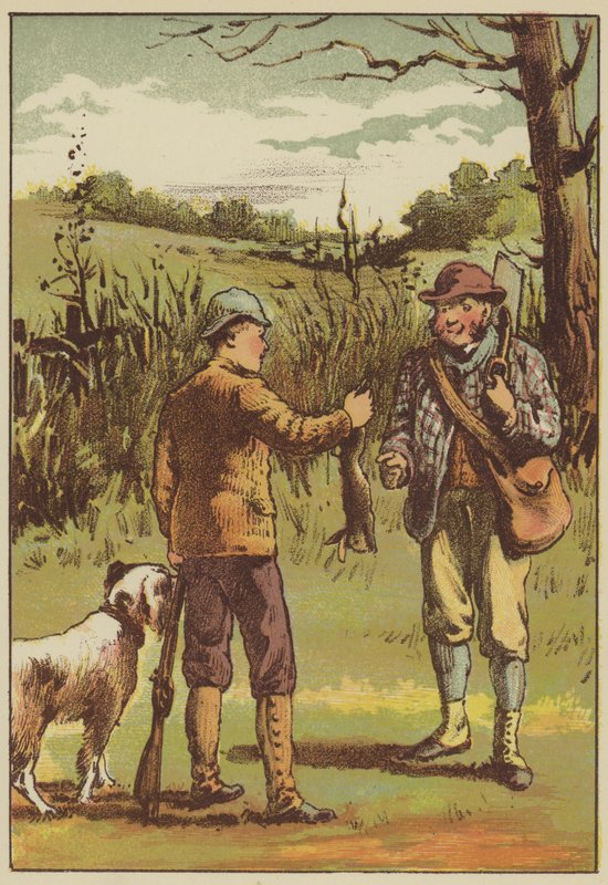 Der erste Abschuss (farbiger Stich) von English School