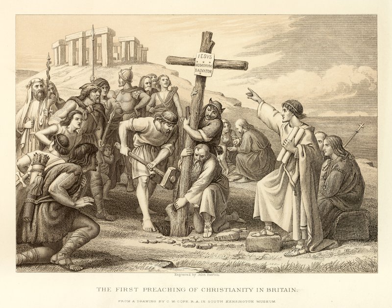 Die erste Predigt des Christentums in Britannien von English School