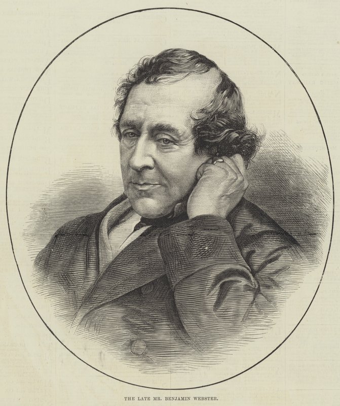 Der verstorbene Herr Benjamin Webster (Stich) von English School