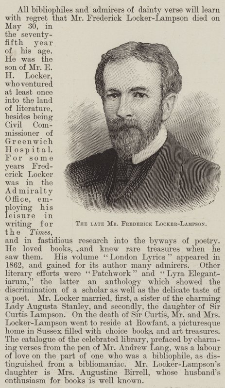 Der verstorbene Herr Frederick Locker-Lampson von English School