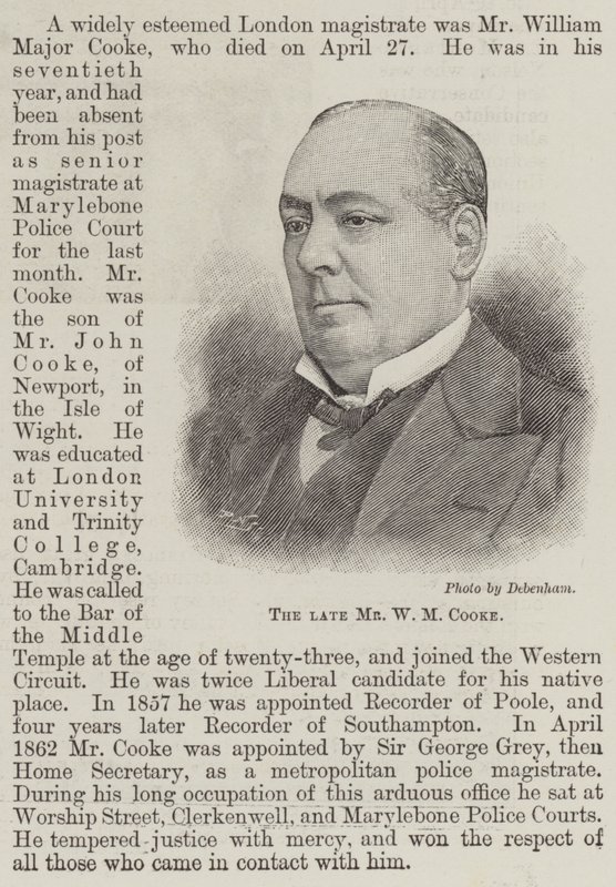 Der verstorbene Mr. W. M. Cooke (Gravur) von English School