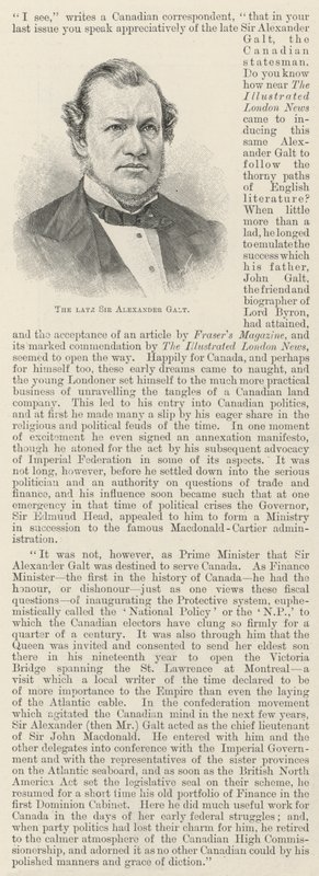 Der verstorbene Sir Alexander Galt von English School