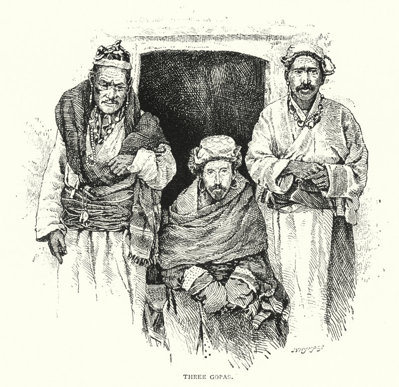 Drei Gopas (Gravur) von English School