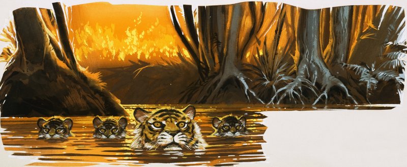 Tiger im Wasser von English School
