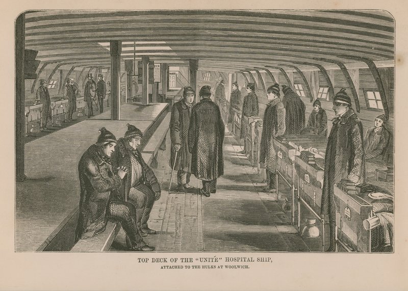 Oberdeck des Krankenhausschiffs Unite von English School