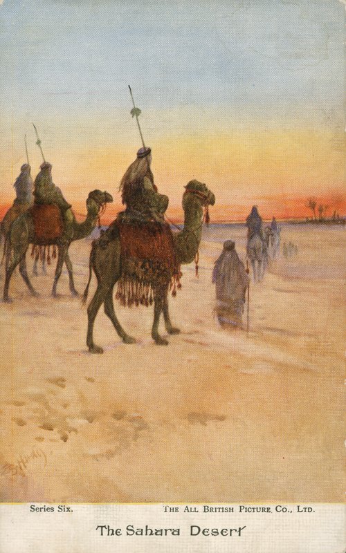 Reisende in der Sahara (Farblithografie) von English School