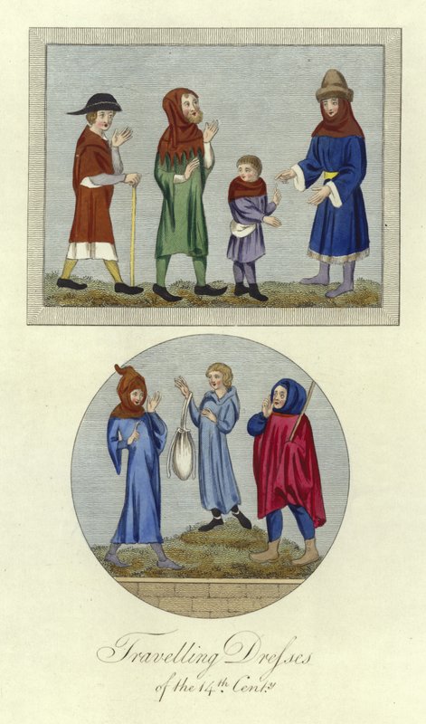 Reisekleider des 14. Jahrhunderts von English School