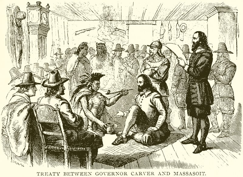 Vertrag zwischen Gouverneur Carver und Massasoit von English School