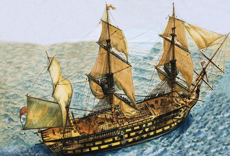 Unidentifiziertes Segelschiff von English School