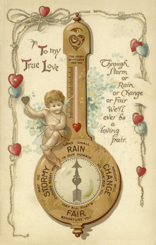 Valentinskarte mit Barometer von English School