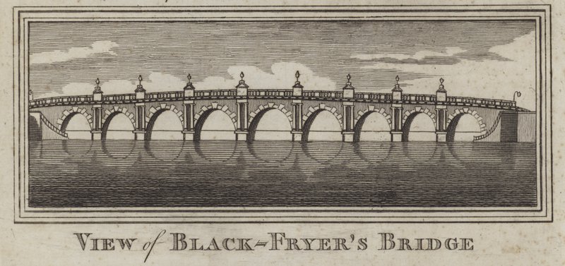 Ansicht der Blackfriars Bridge, London (Stich) von English School