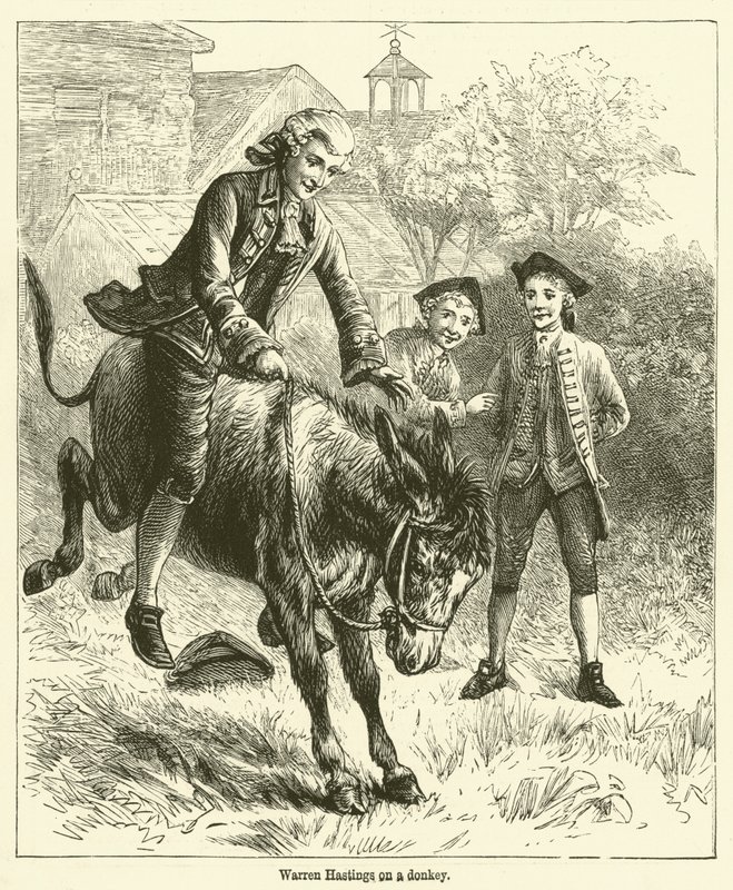 Warren Hastings auf einem Esel von English School