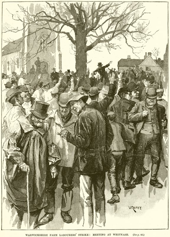 Streik der Landarbeiter in Warwickshire: Treffen in Whitnash von English School
