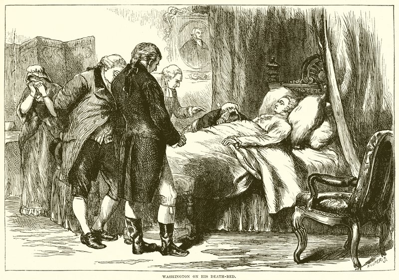 Washington auf seinem Sterbebett von English School