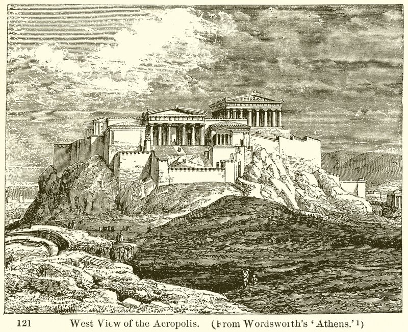 Westansicht der Akropolis von English School