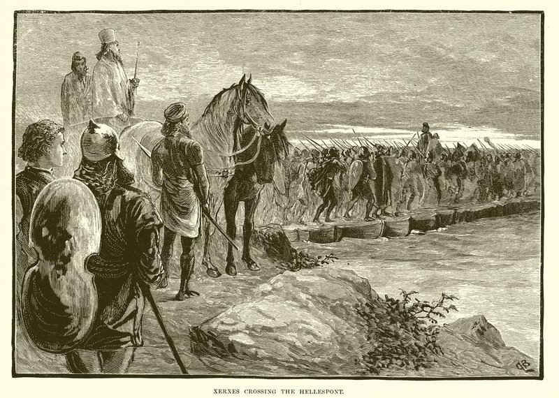 Xerxes überquert den Hellespont von English School