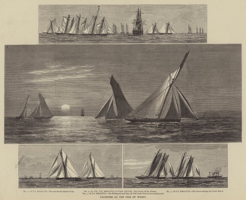 Segeln auf der Isle of Wight (Gravur) von English School