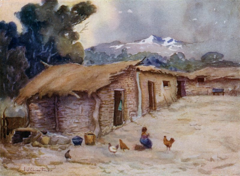 Eine Paisanos-Hütte an der chilenischen Grenze von Ernest William Christmas