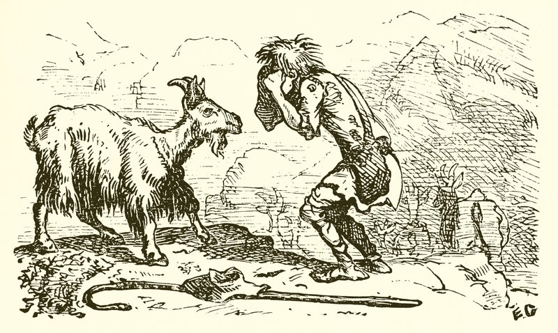 Der Ziegenhirte und die Ziege von Ernest Henry Griset