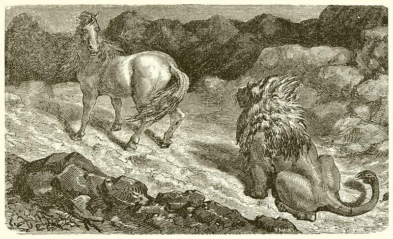 Das Pferd und der Löwe von Ernest Henry Griset
