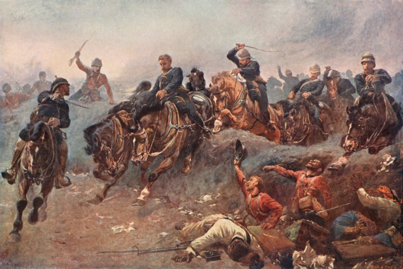 Britische Artillerie dringt in die feindlichen Linien bei der Schlacht von Tel El Kebir, Ägypten, 1882 ein von Esteban Márquez de Velasco