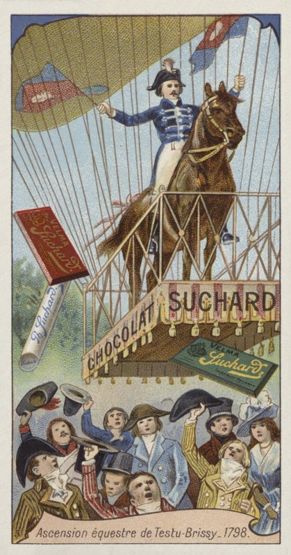 Pierre Testu-Brissys Ballonflug zu Pferd, Paris, 1798 von European School
