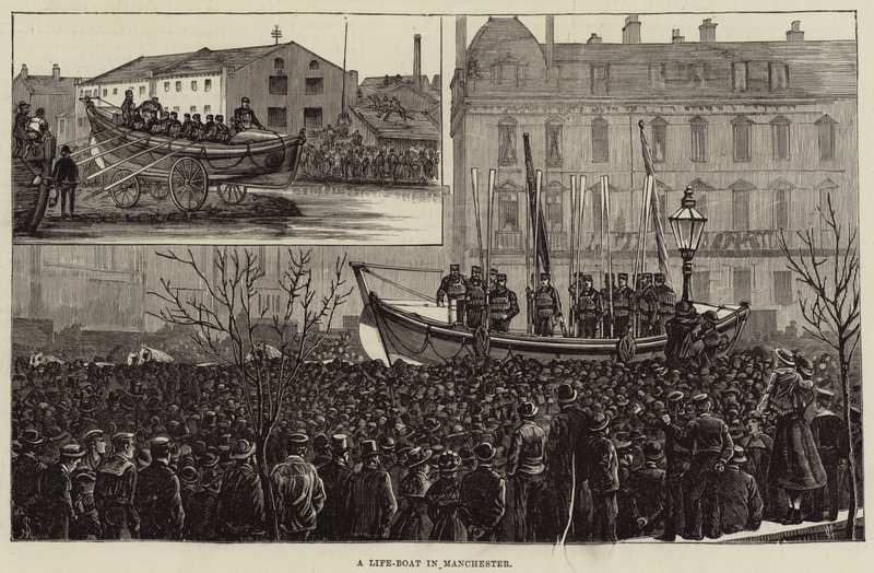 Ein Rettungsboot in Manchester (Stich) von European School