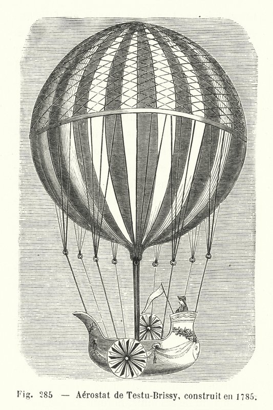 Aerostat von Testu-Brissy, gebaut 1785 (Stich) von European School