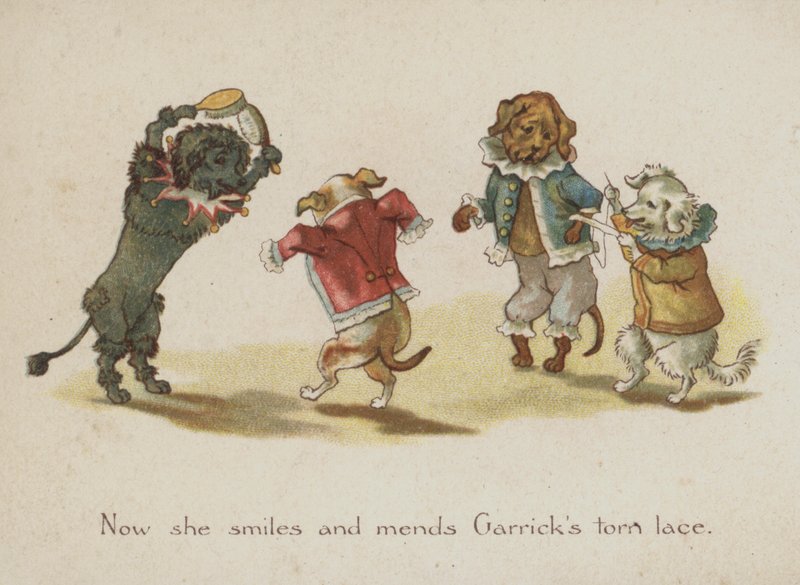 Komische Hunde (Farblithographie) von European School