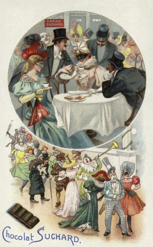 Genießen von Suchard-Schokolade auf einem Maskenball von European School
