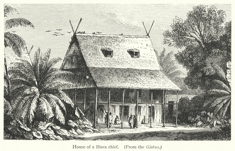 Haus eines Hova-Häuptlings (Gravur) von European School