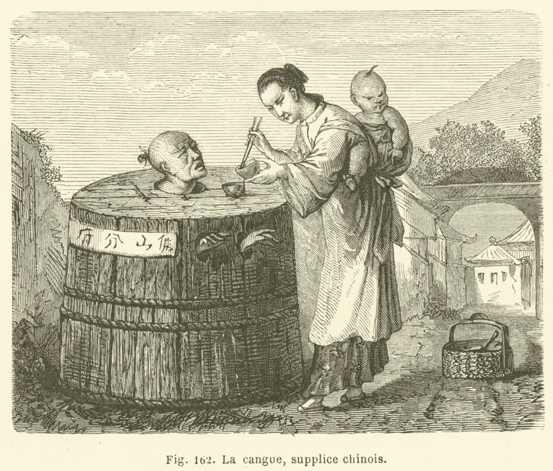 Die Cangue, chinesische Folter (Stich) von European School