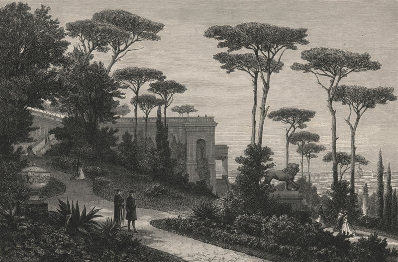 Der Monte-Pincio in Rom (Gravur) von European School